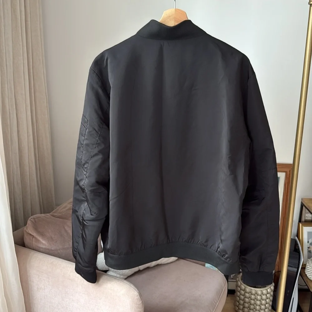 Men's ZARA Classic Black Bomber Jacket, Size XXL